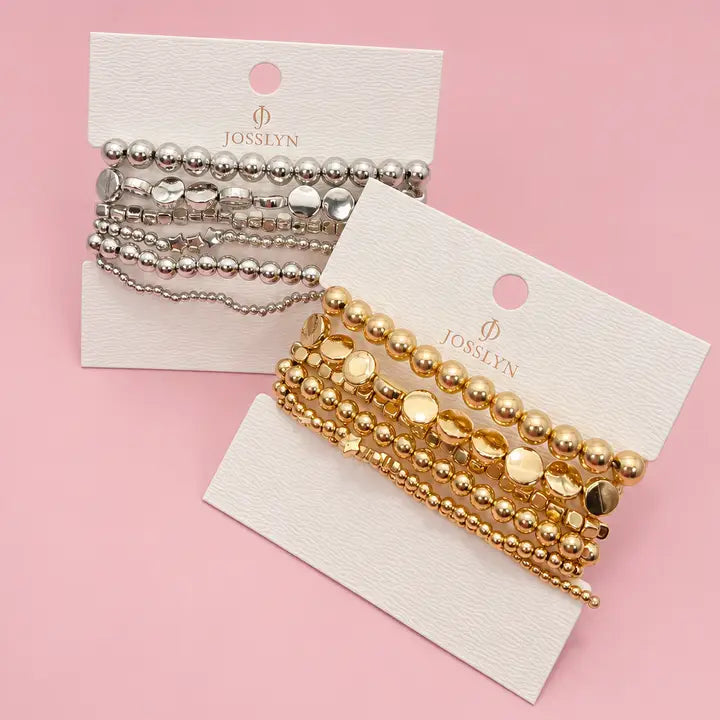 Multi Ball Chain Bead Mix Stretchable Bracelet