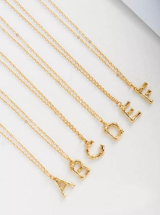 Bamboo Letter Initial Necklace