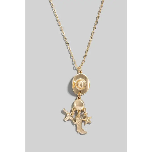 Mixed Western Theme Charms Chain Necklace