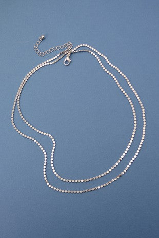 Double Flat Strand Silver Necklace