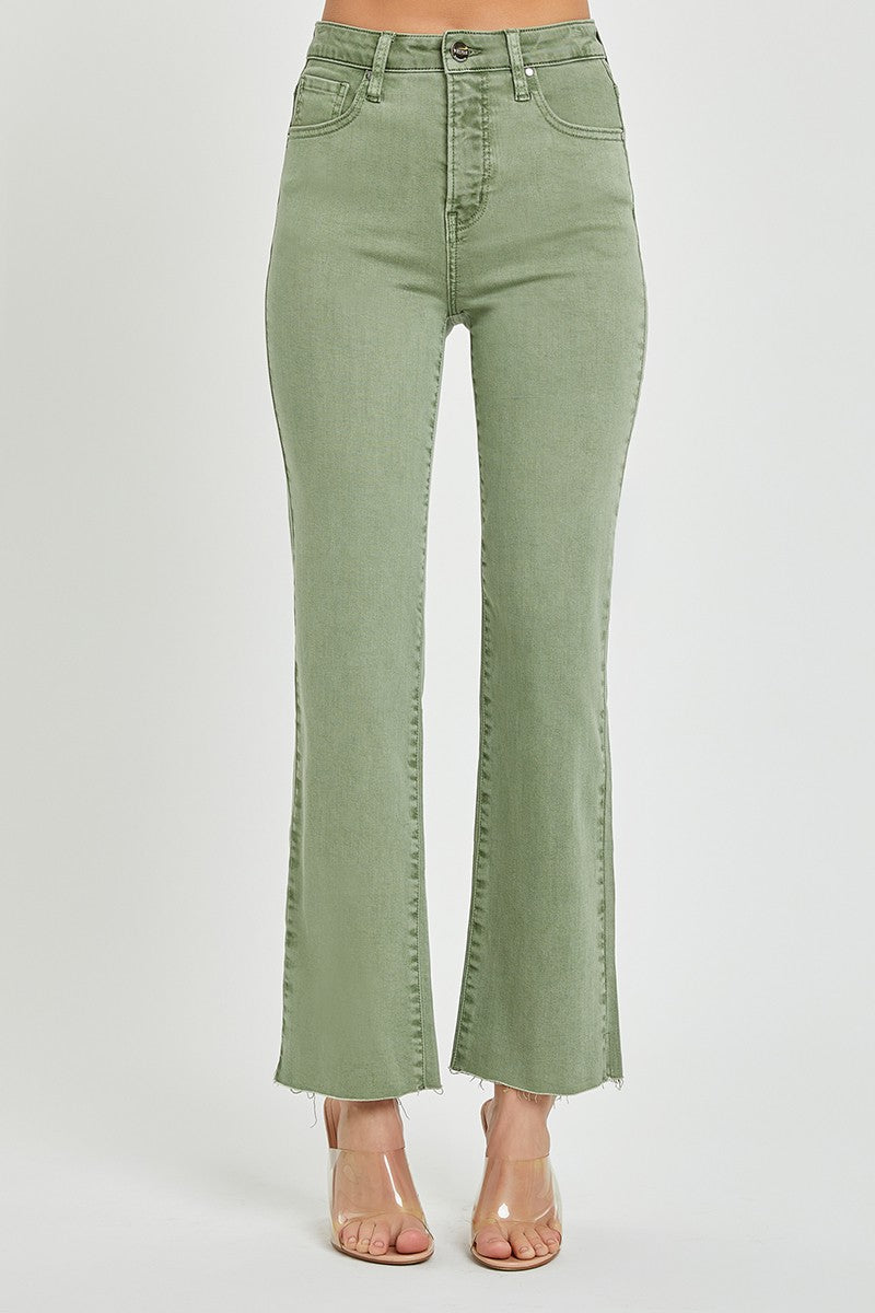 Risen Olive Straight Pants with Slit RDP5507
