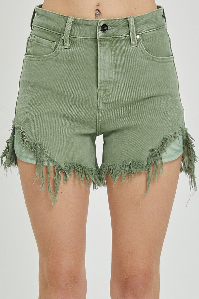 Risen High Rise Olive Shorts RDS6160