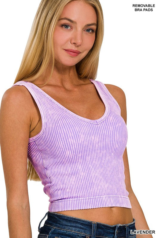 Washed Ribbed Cropped Tank Top~ 6 Colors