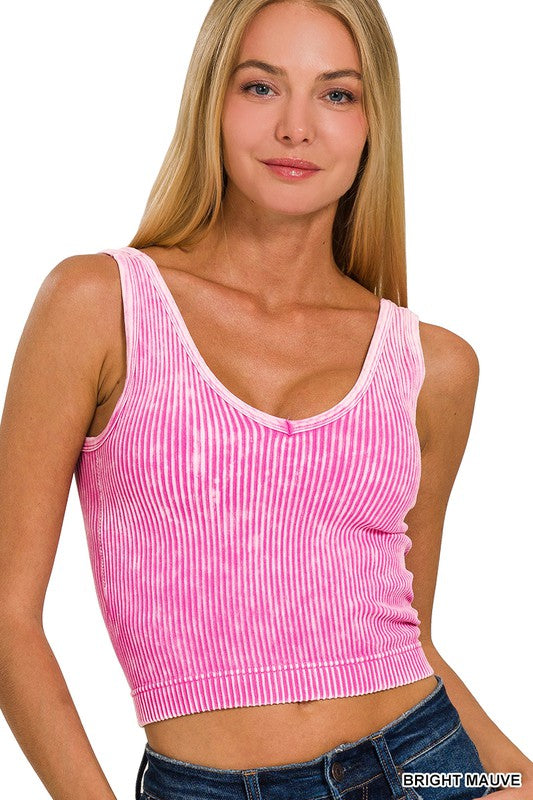 Washed Ribbed Cropped Tank Top~ 6 Colors