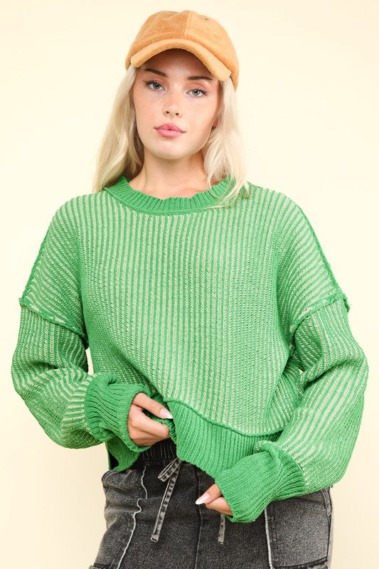 Two Tone Crop Sweater ~ 2 Colors