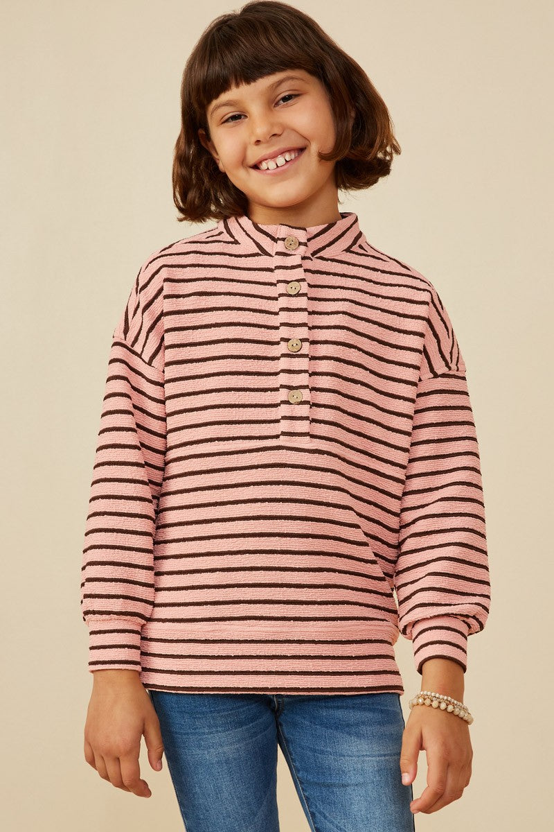 Blush 1/2 Button Top