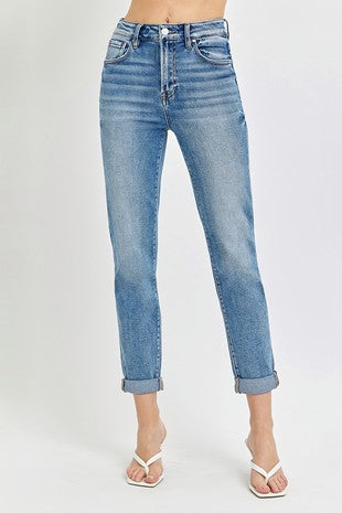 Risen High Rise Ankle Roll Up Jean RDP5775