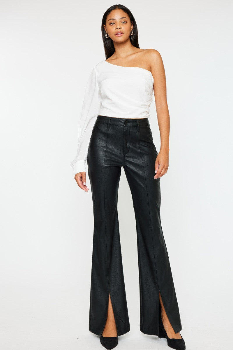 Kancan Black Vegan Leather Pants KC2078BK