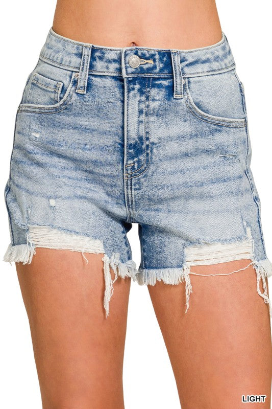 Zenana Light Wash Distressed Shorts DTP-1999Y