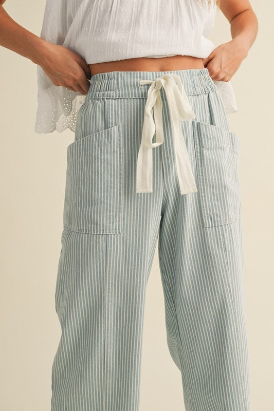 Striped Wide Leg Cropped Pant