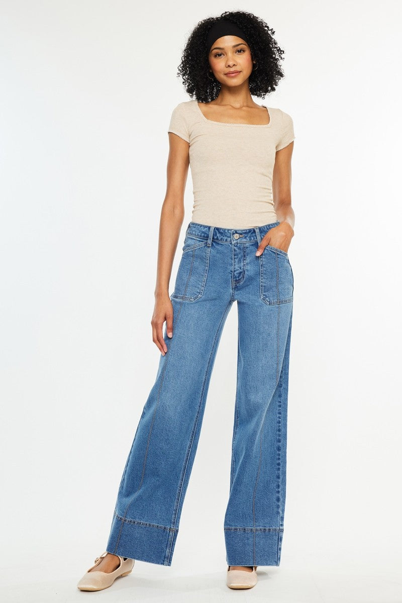 Kancan Mid Rise Wide Leg Jean KC70100MD