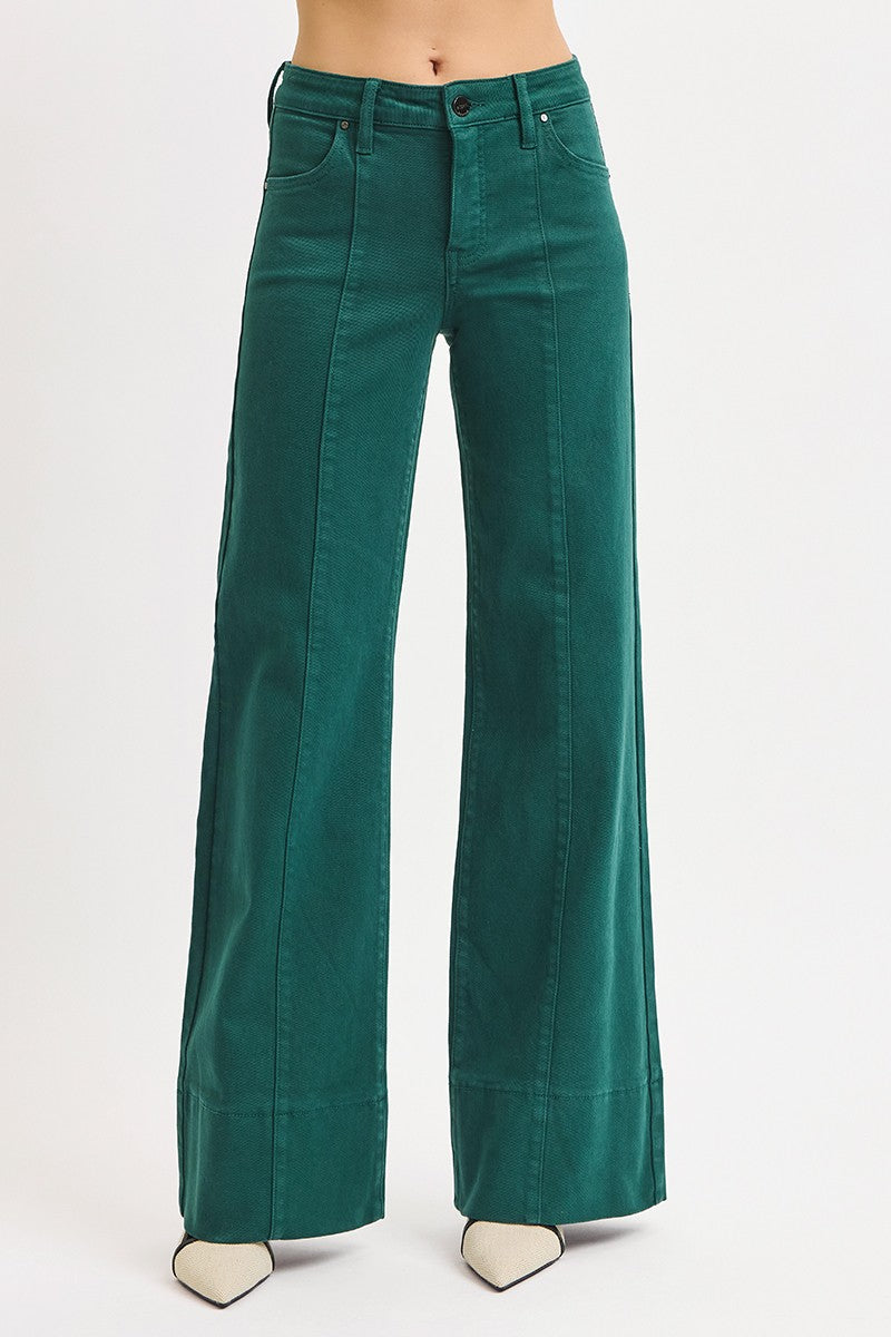 Risen Hunter Green Wide Leg Pant PW21343