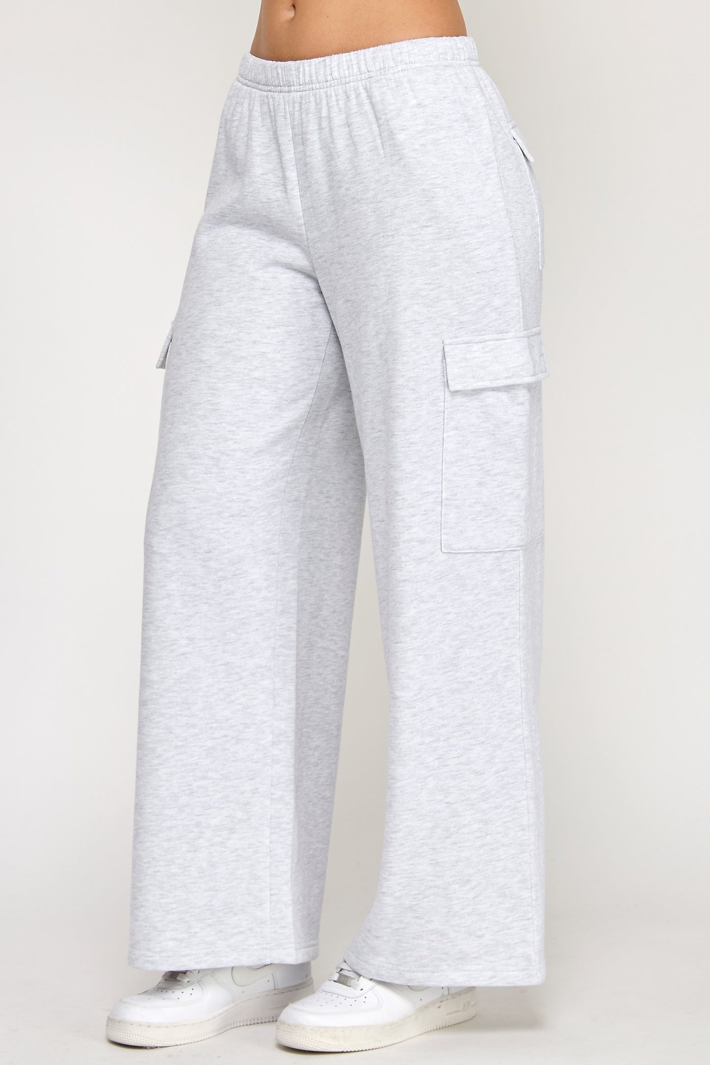 Ice Grey Cargo Wide Leg Sweatpants **DOORBUSTER**