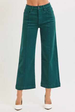 Risen Hunter Green Tummy Control Wide Pants RDP5687HD
