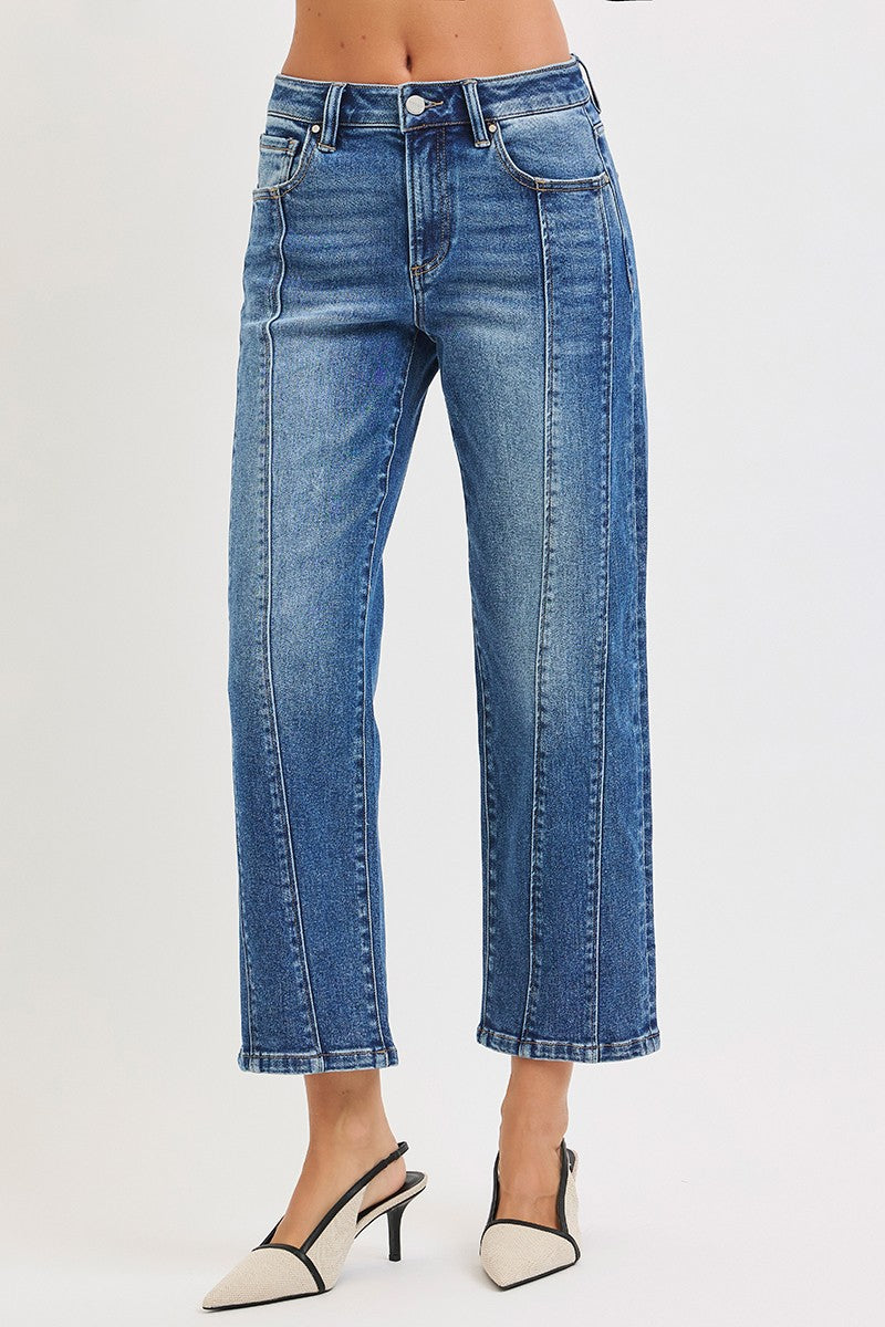 Risen Center Seam High Rise Crop Jeans PSC21394