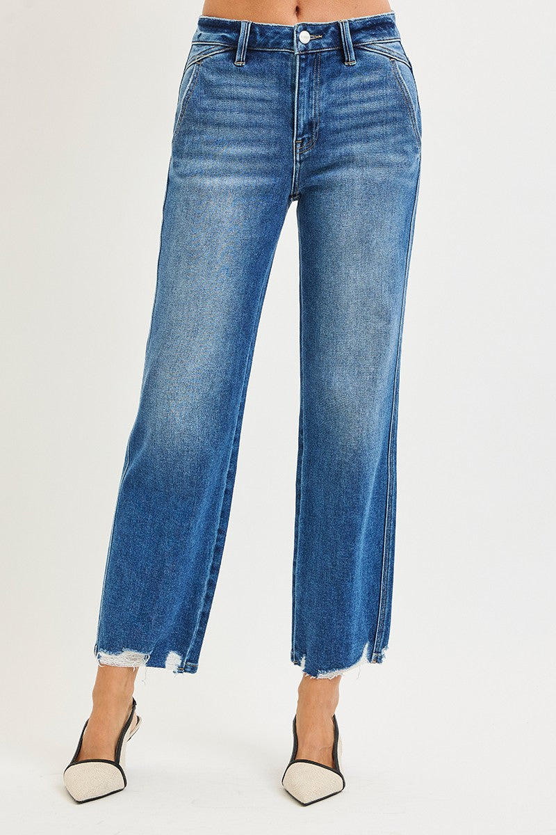 Risen Straight Leg Jean with Distressed Hem PSA21464