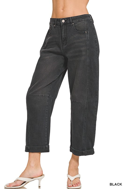 Zenana Black Barrel Jeans DMP-1757Y
