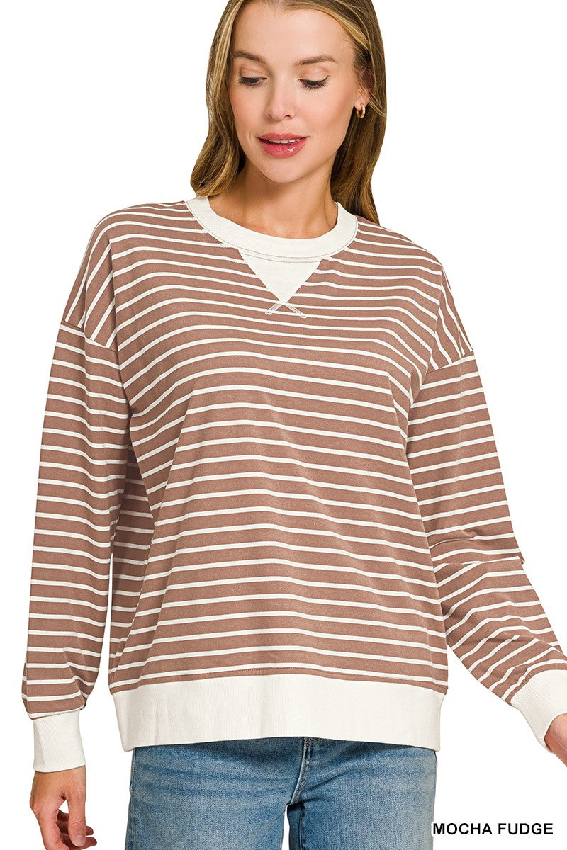 Brown Striped Crew Neck