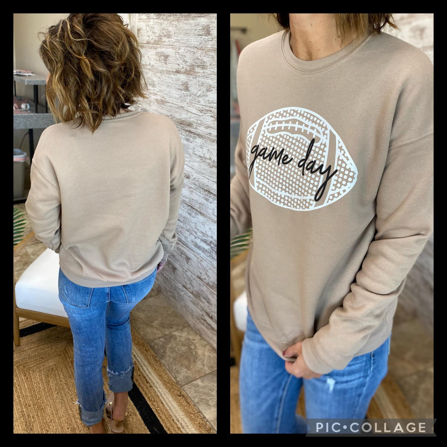 Tan Game Day Bella Canvas Crewneck~ Closeout Sale!