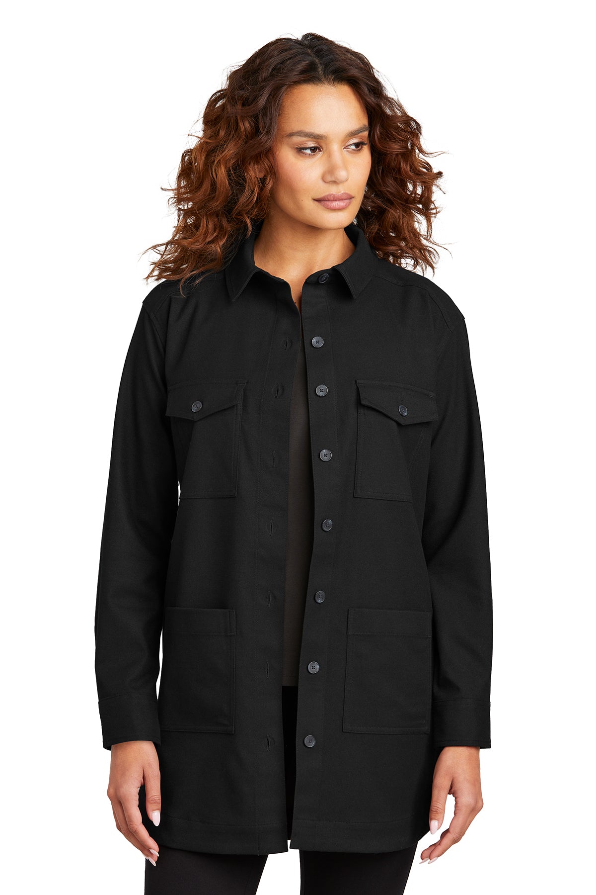 Mercer+Mettle® Women’s Long Sleeve Twill Black Overshirt ~ Ladies