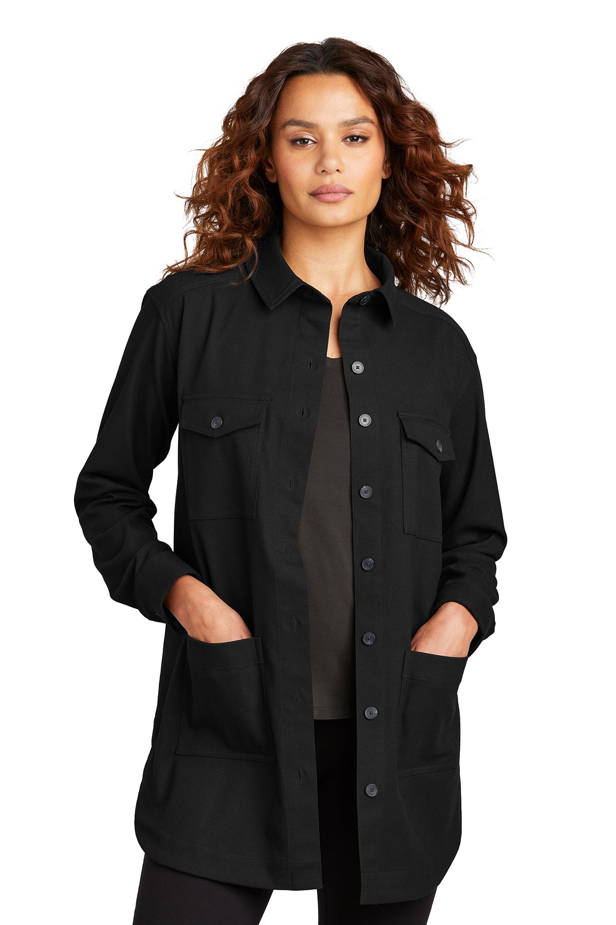 Mercer+Mettle® Women’s Long Sleeve Twill Black Overshirt ~ Ladies