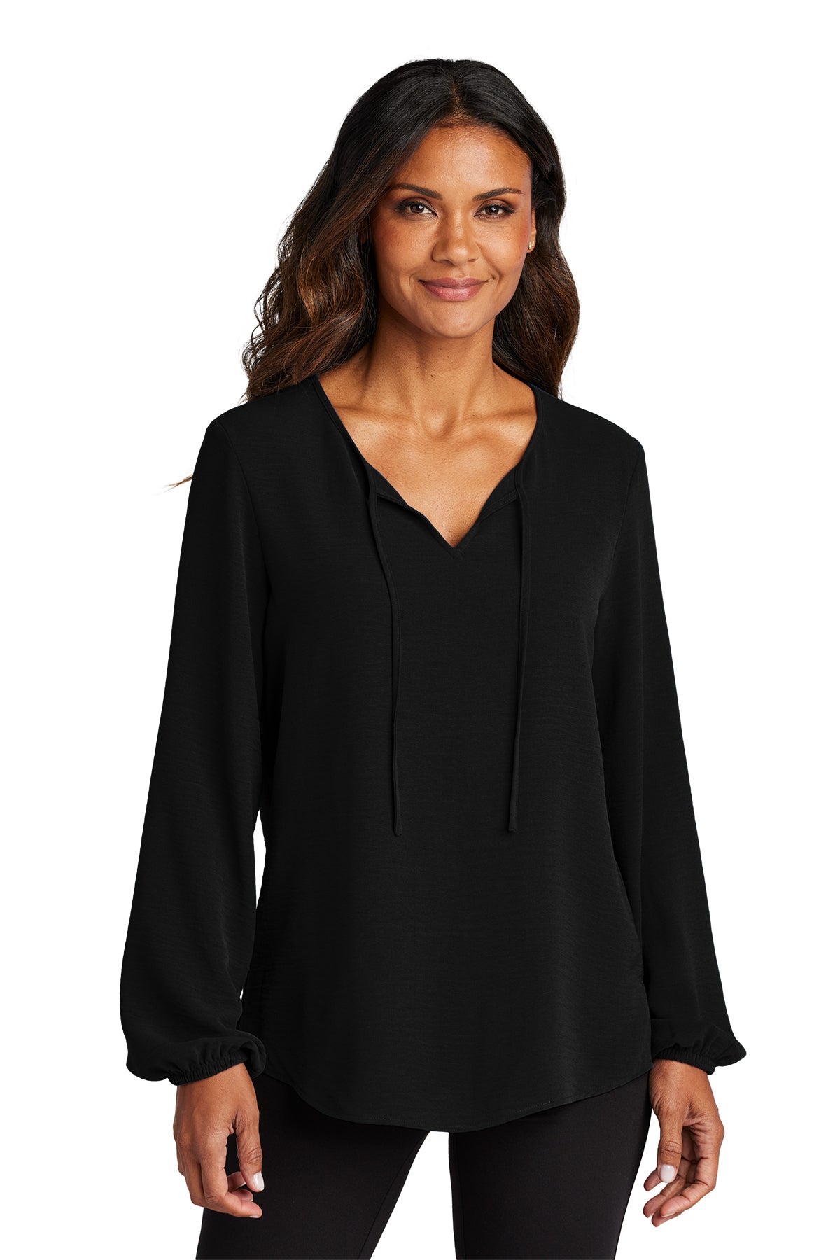 Port Authority® Women's Textured Crepe Black Blouse ~ Ladies