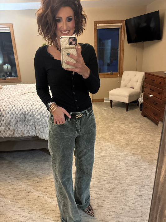 Risen Forest Wide Leg Corduroy Jeans