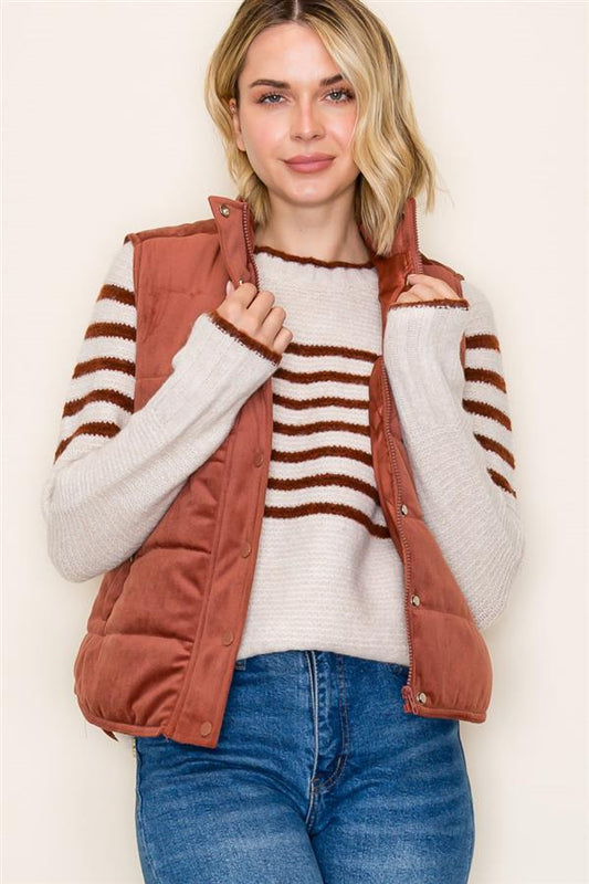Terracotta Mini Corduroy Puffer Vest