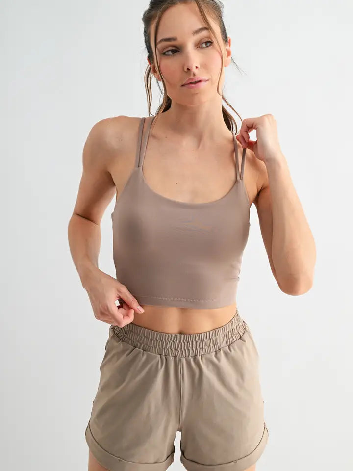 Taupe Venice Cloud Light Criss-Cross Sports Bra