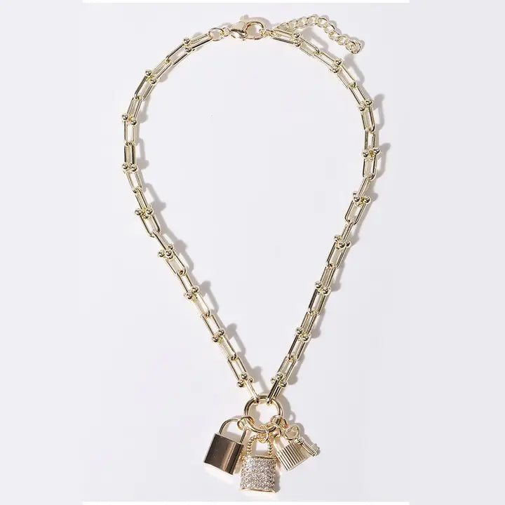 Locks Key Pendant Gold Plated Chain Necklace **RESTOCKED**
