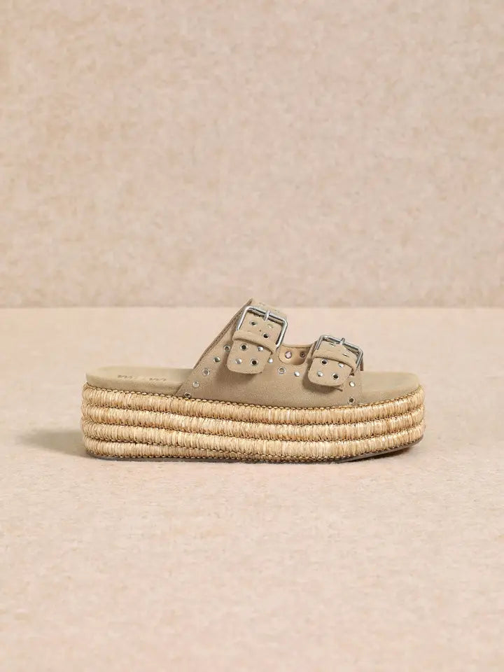 Mi.iM HOLLY Natural Buckled Suede Sandals