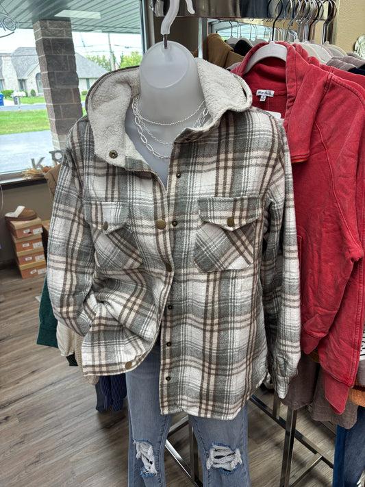 Sage Plaid Sherpa Lined Jacket