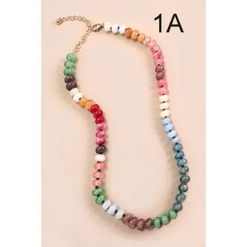 Natural Agate Glass Semi Precious Bead Necklace ~ 3 Colors