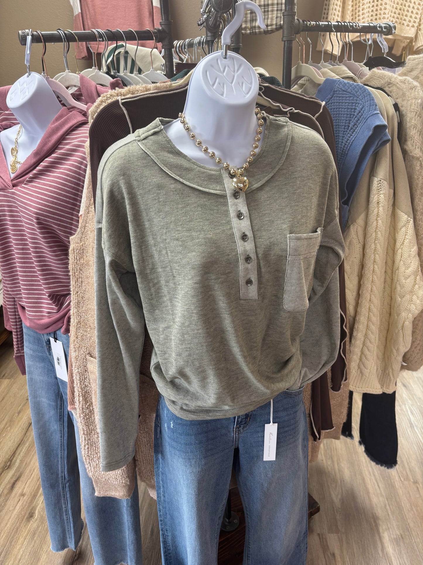 Soft Henley Long Sleeve ~ 2 Colors