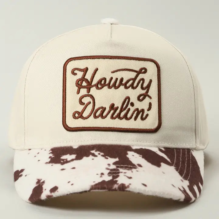 Howdy Darlin' Embroidered Cow Trucker Hat
