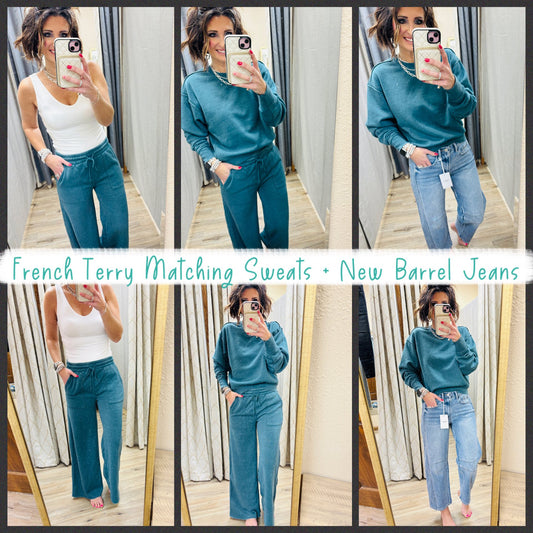 Dark Teal aw Edge Burnout Crew Neck *Restocked*