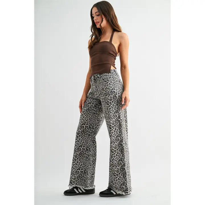 Mica Wide Leg Leopard Pant Mdp-w3903
