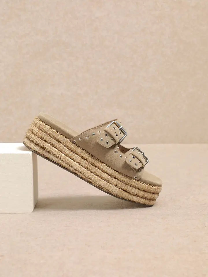 Mi.iM HOLLY Natural Buckled Suede Sandals