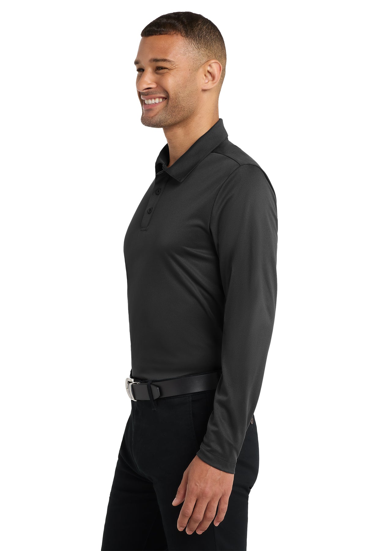 Port Authority® Silk Touch™ Performance Long Sleeve Black Polo ~ Men's ~ 3 Colors