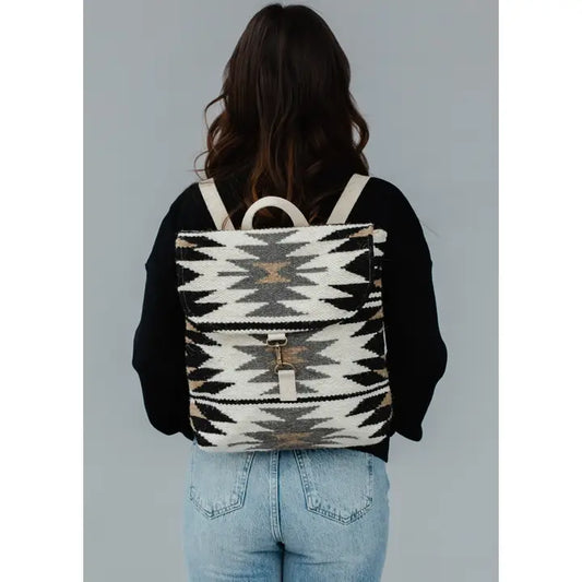 Cream, black &amp; gray Aztec backpack&nbsp;