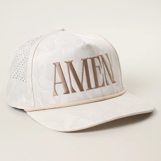 Amen Embroidered White Camo Trucker Hat~*Preorder, arriving, Thursday 02/05/26*