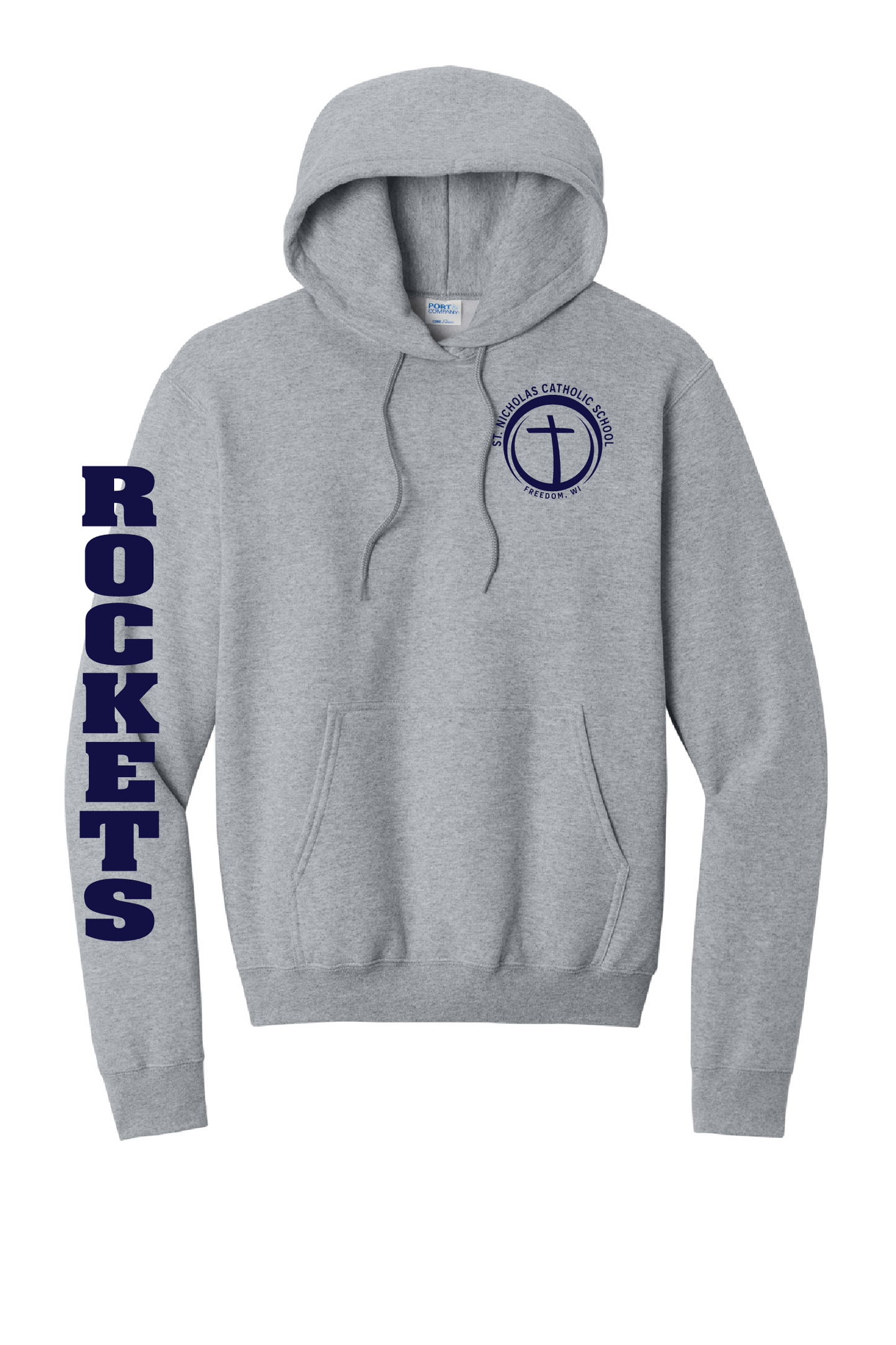 St. Nick's Port & Company Hoodie~ Unisex ~ 2 Colors ROCKETS down the Sleeve