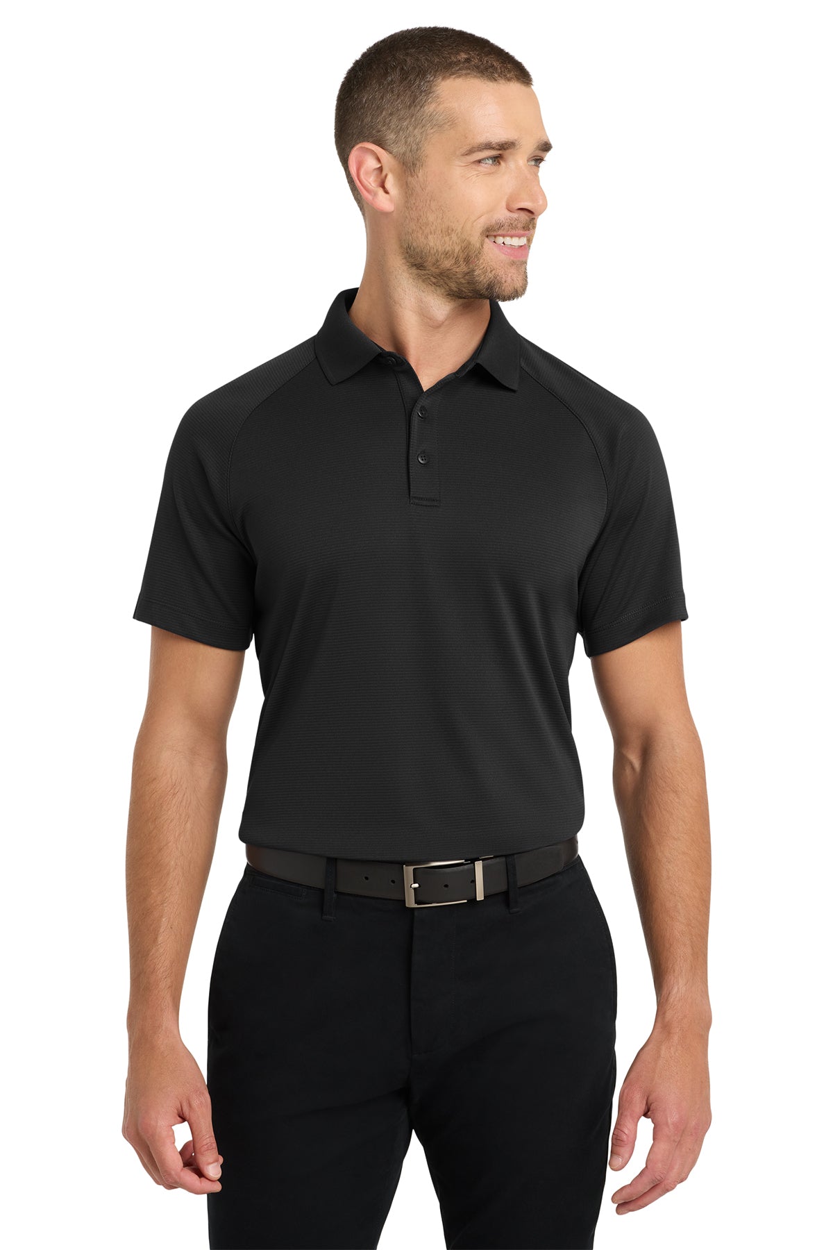 Port Authority® Crossover Raglan Black Polo ~ Men's