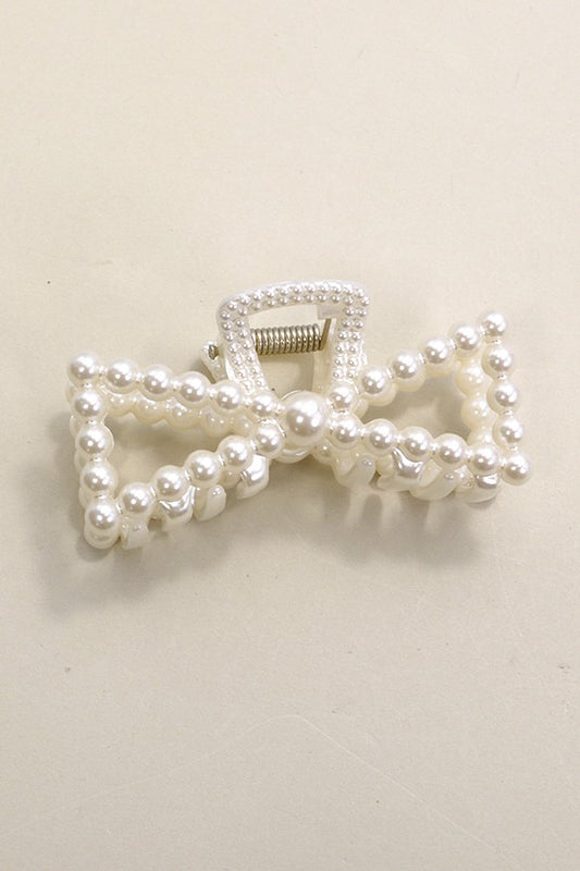 Pearl Bow Claw Clip-Medium