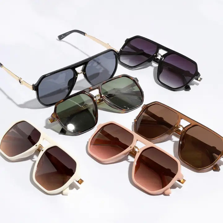Geometric Shape Thin Frame Designed Sunglasses ~ Multiple Colors **RESTOCKED**