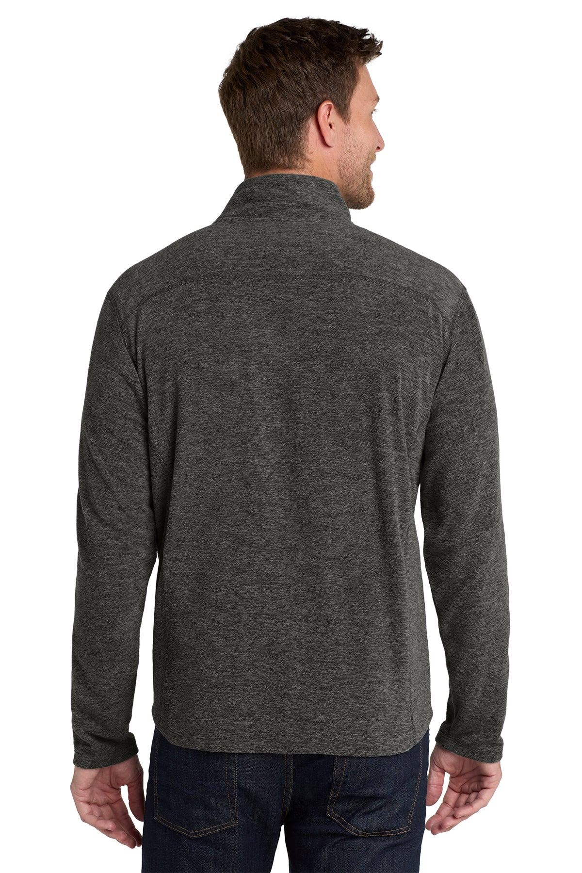 Black Charcoal Heather Port Authority Micro Fleece Jacket ~ Men's