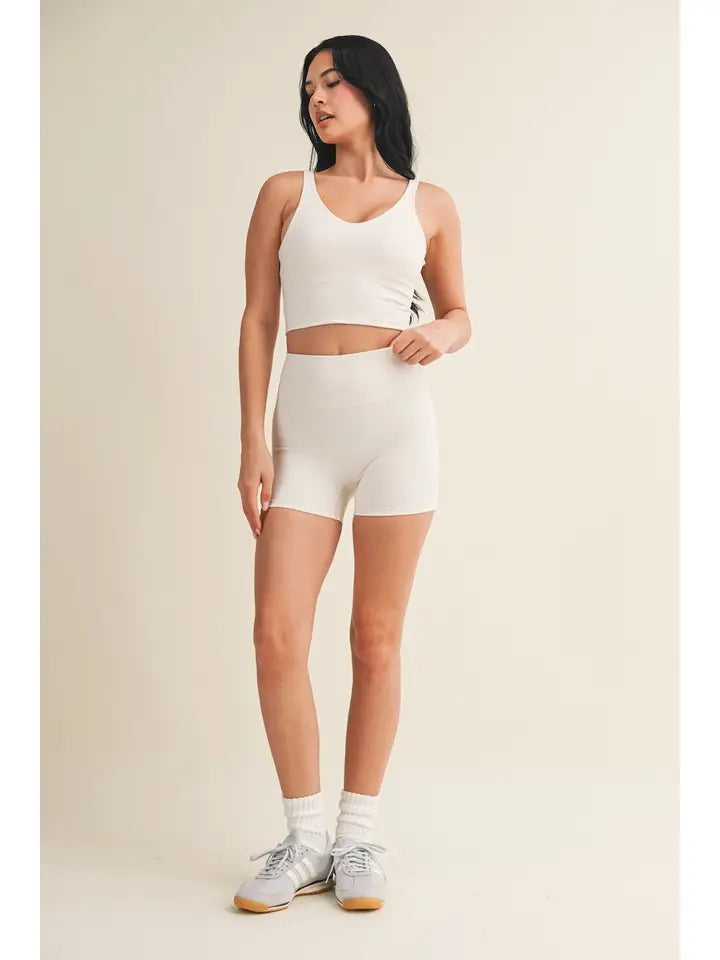 Cream Aligned Performance Crop Top