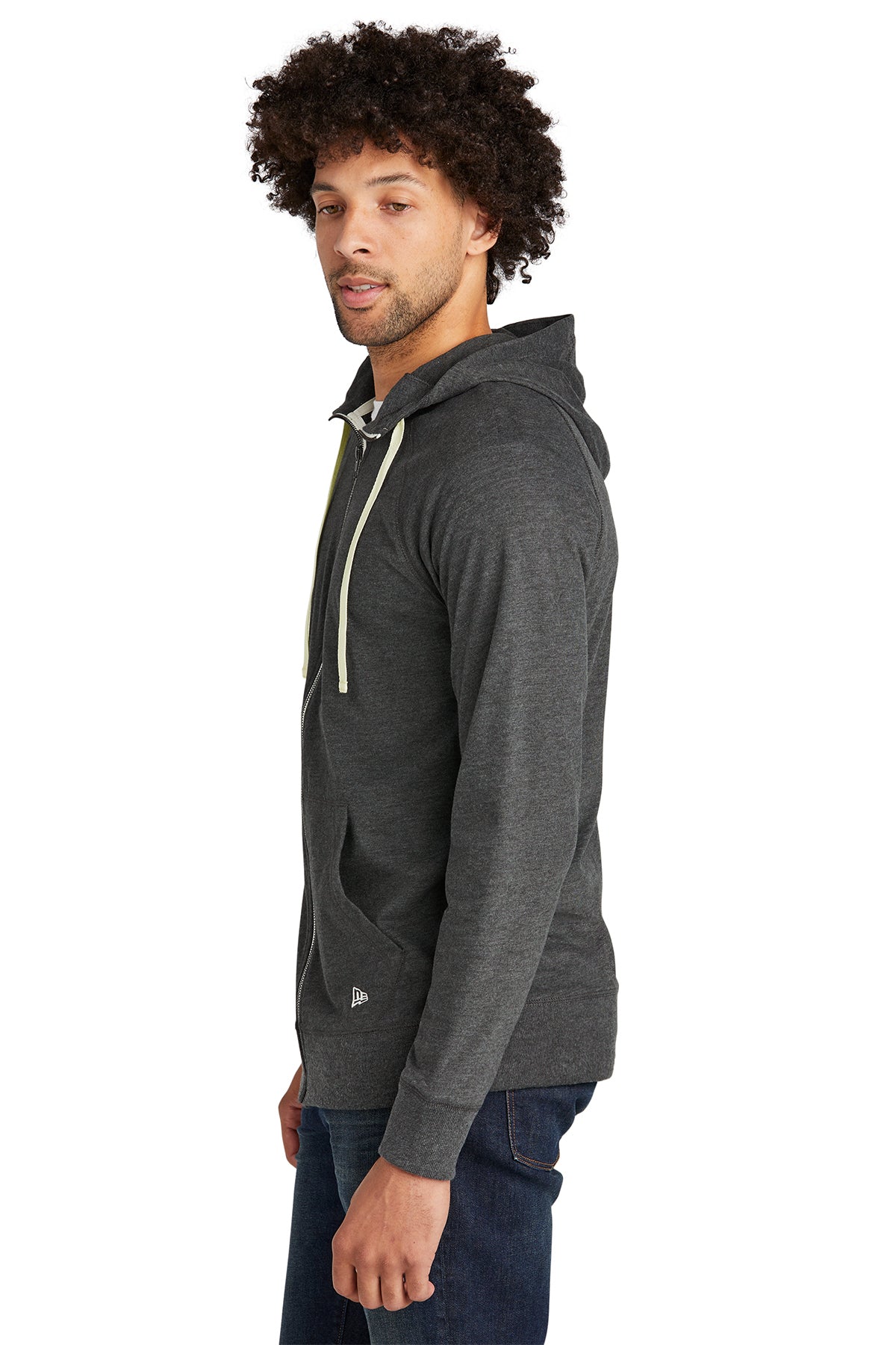 New Era® Sueded Cotton Blend Full-Zip Black Heather Hoodie ~  Men's