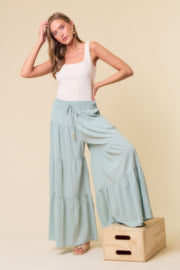 Seafoam Tiered Wide Leg Pants