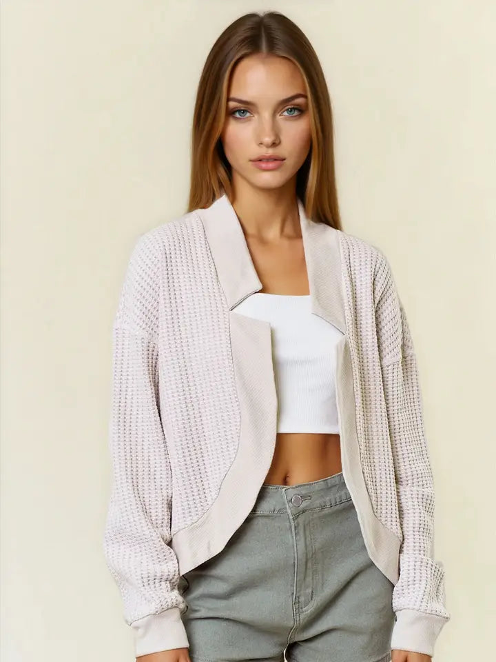 Waffle Knit Cardigan ~ 2 Colors